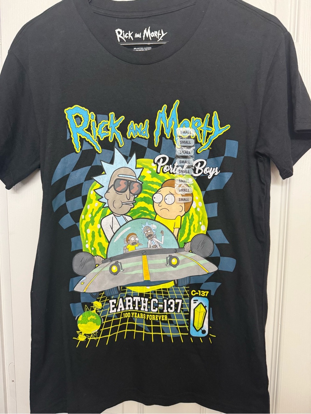 Rick & Morty Portal Black Graphic Tee Sz Small (0188)